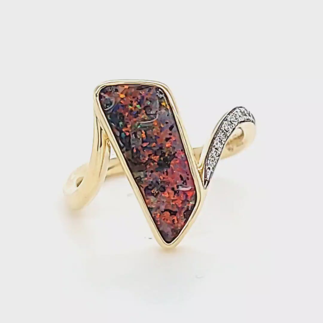RED PINFIRE OPAL RING